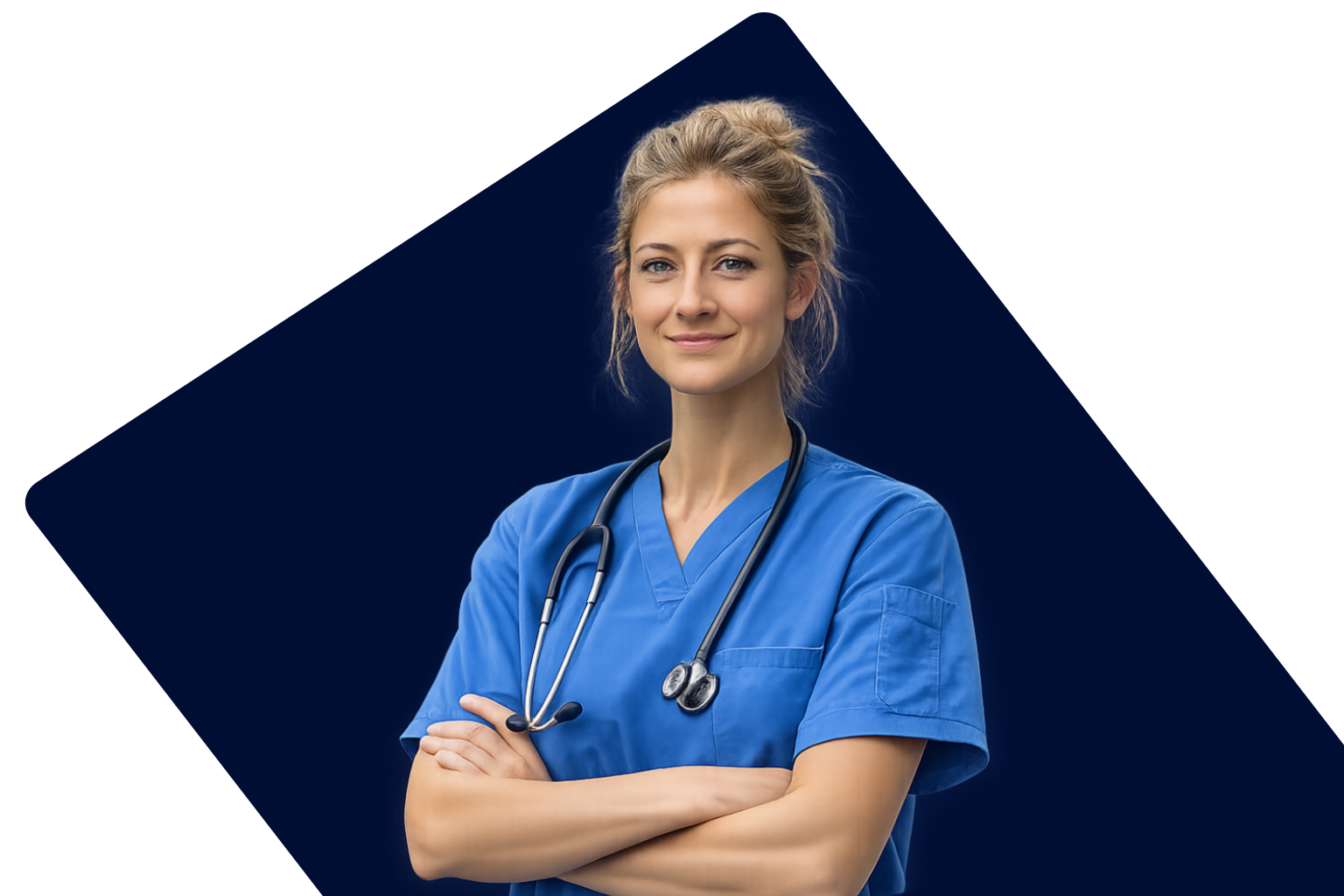 Female Smiling Blue Background Doctor